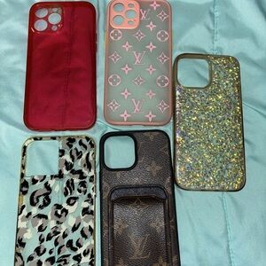 Louis Vuitton Phone Case Set - Red, Pink, Black, Gold